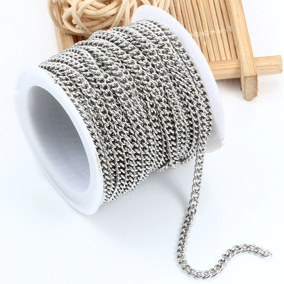 Stainless Steel Side Chain Jewelry Chain Vacuum Gold Electroplated Fashion Geometric Diy Necklace Bracelet Matching Chain