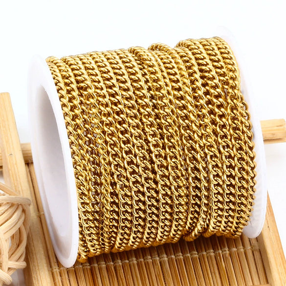 Stainless Steel Side Chain Jewelry Chain Vacuum Gold Electroplated Fashion Geometric Diy Necklace Bracelet Matching Chain
