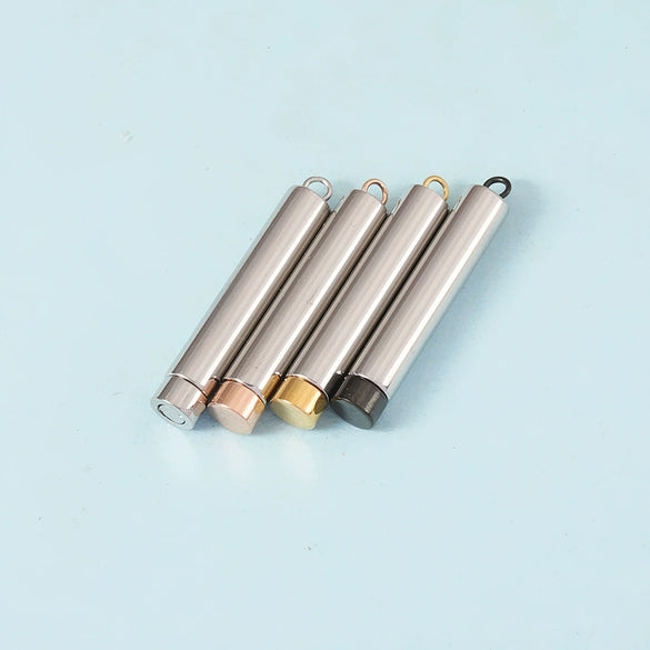 Stainless Steel Simple Cylindrical Matryoshka Doll Jewelry Accessories Handmade Diy Necklace Pendant Electroplated
