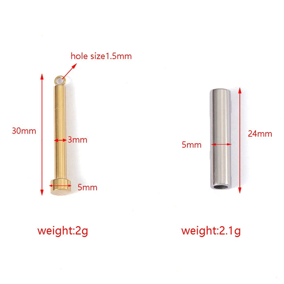 Stainless Steel Simple Cylindrical Matryoshka Doll Jewelry Accessories Handmade Diy Necklace Pendant Electroplated