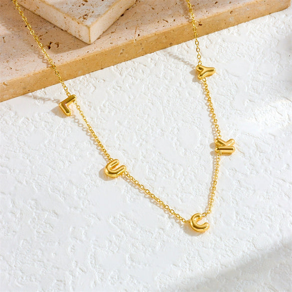 Stainless Steel Simple English Letters Goldplated Ochain Necklace