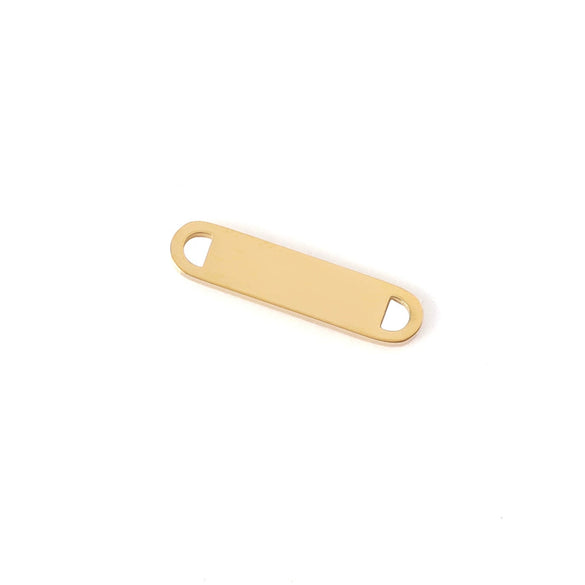 Stainless Steel Simple Geometric Double Hole Long Connecting Piece Engravable Pendant Necklace Jewelry Accessories