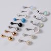 Stainless Steel Simple Geometric Electroplated Navel Ring With Colorful Fish Scale Pearl Ball And Acrylic Opal Mud Diamond Ball