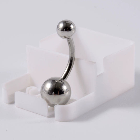 Stainless Steel Simple Geometric Electroplated Navel Ring With Colorful Fish Scale Pearl Ball And Acrylic Opal Mud Diamond Ball