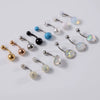 Stainless Steel Simple Geometric Electroplated Navel Ring With Colorful Fish Scale Pearl Ball And Acrylic Opal Mud Diamond Ball