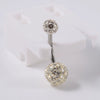 Stainless Steel Simple Geometric Electroplated Navel Ring With Colorful Fish Scale Pearl Ball And Acrylic Opal Mud Diamond Ball