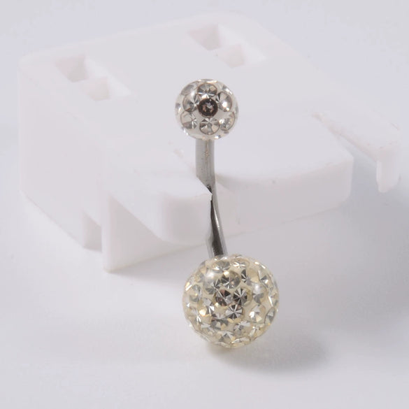 Stainless Steel Simple Geometric Electroplated Navel Ring With Colorful Fish Scale Pearl Ball And Acrylic Opal Mud Diamond Ball