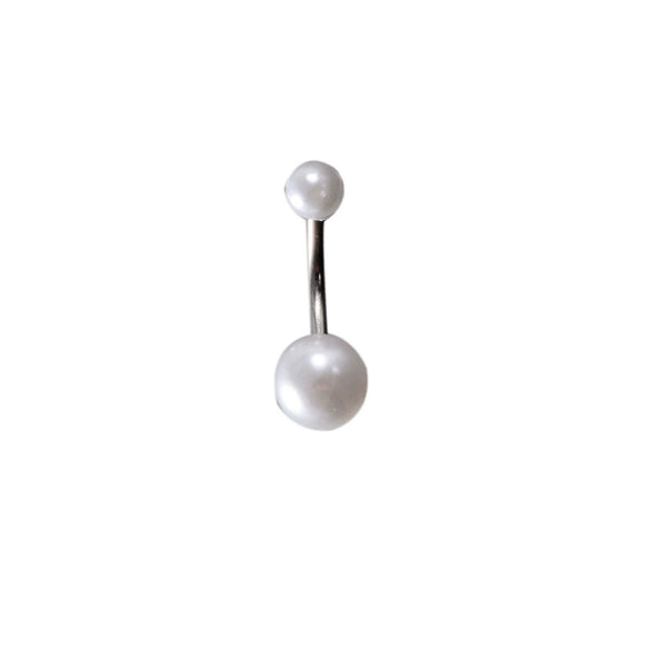 Stainless Steel Simple Geometric Electroplated Navel Ring With Colorful Fish Scale Pearl Ball And Acrylic Opal Mud Diamond Ball