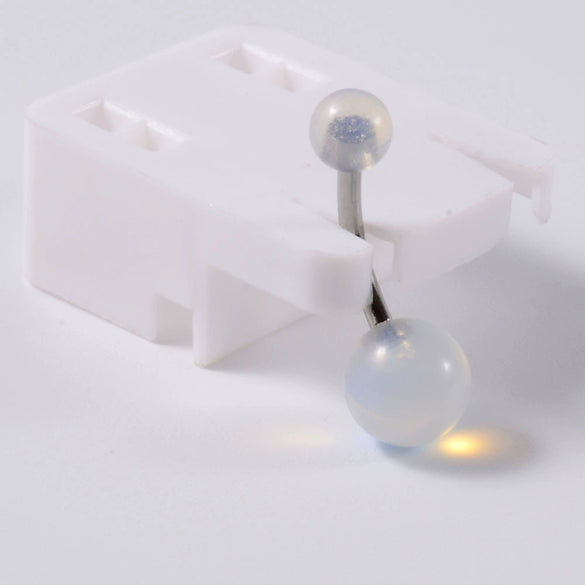 Stainless Steel Simple Geometric Electroplated Navel Ring With Colorful Fish Scale Pearl Ball And Acrylic Opal Mud Diamond Ball