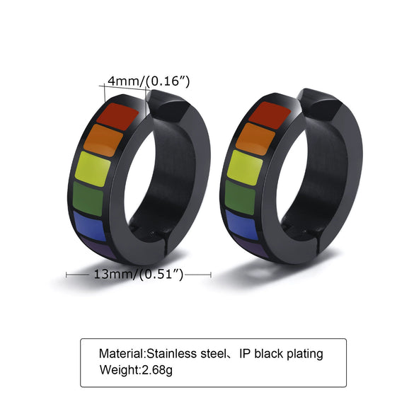 Stainless Steel Simple Geometric Nonpiercing Colorful Earrings