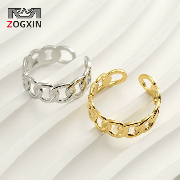 316L Stainless Steel Simple Geometric Ring With Electroplating