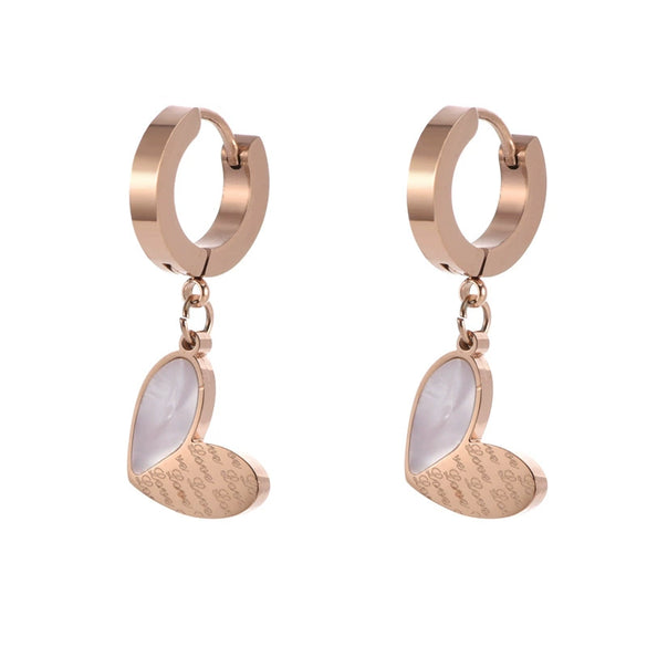 Stainless Steel Simple Love Shell Earrings With Animal Zodiac Pattern Color Preserving Ear Jewelry Niche All Match Fashion Earrings