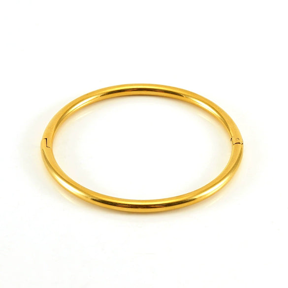 316L Stainless Steel Simple Niche Design Electroplating Round Plain Ring And Bracelet Hand Jewelry