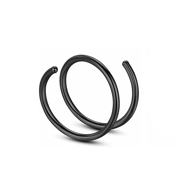Stainless Steel Simple Spiral Perforated Nose Ring And Lip Ring Electroplated Jewelry