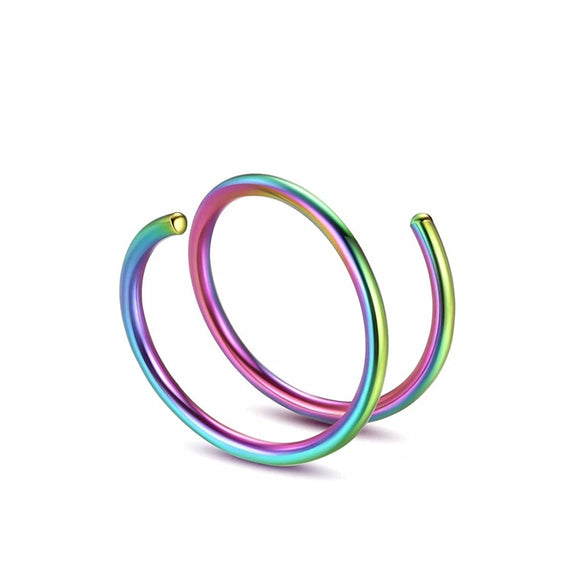 Stainless Steel Simple Spiral Perforated Nose Ring And Lip Ring Electroplated Jewelry