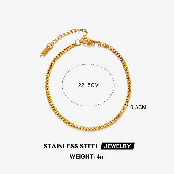 Stainless Steel Simple Style Cuban Chain Anklet With Letters Numbers Text For Women
