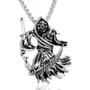 Stainless Steel Skull Sickle Pendant Cast Metal Belief Style Jewelry Necklace Charm For Men And Women