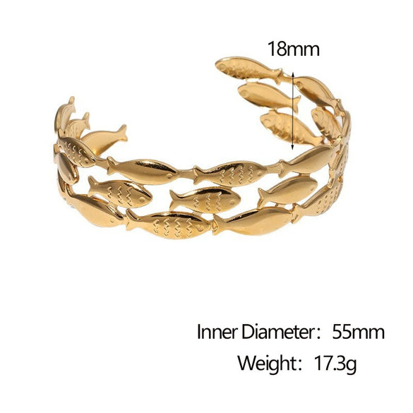 Stainless Steel Small Fish Bracelet For Women 18K Goldplated Highend Simple Fashion Hand Jewelry