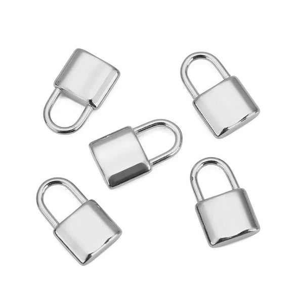 Stainless Steel Small Lock Pendant Concave Pattern Electroplated Clavicle Chain Jewelry Accessories
