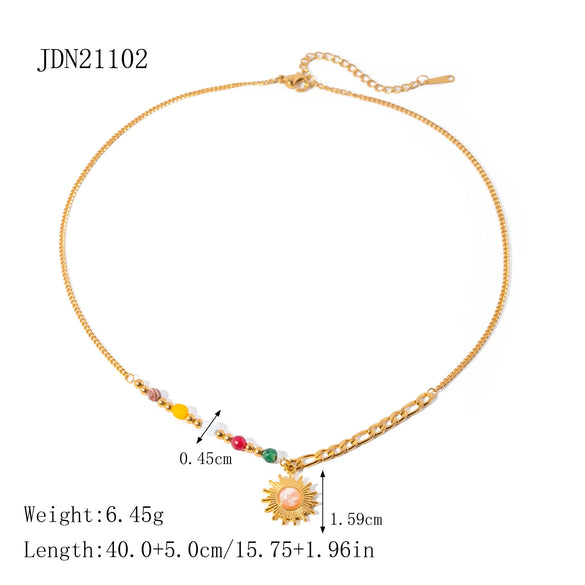 Stainless Steel Smiley Face Sun Pendant Yshaped Ball Chain Electroplated Light Luxury Minimalist Women's Jewelry