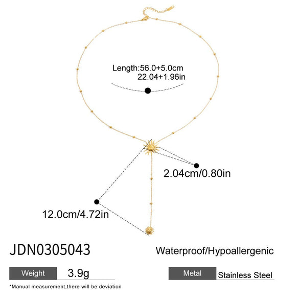 Stainless Steel Smiley Face Sun Pendant Yshaped Ball Chain Electroplated Light Luxury Minimalist Women's Jewelry