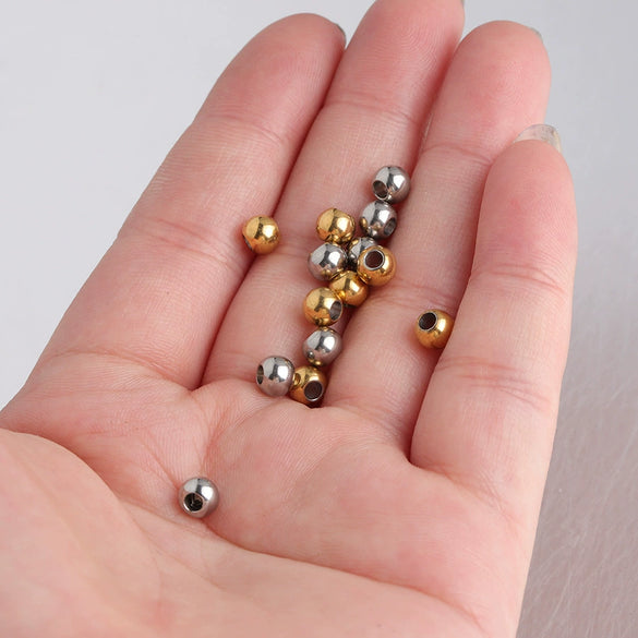 Stainless Steel Smooth Beads Electroplated Jewelry Accessories