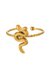 Stainless Steel Snake Animal Exaggerated Gothic Punk Style Electroplated Open Ring Jewelry