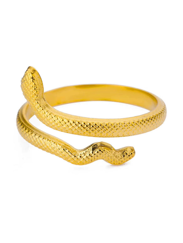 Stainless Steel Snake Animal Exaggerated Gothic Punk Style Electroplated Open Ring Jewelry