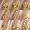 Stainless Steel Snake Animal Exaggerated Gothic Punk Style Electroplated Open Ring Jewelry