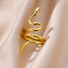 Stainless Steel Snake Animal Exaggerated Gothic Punk Style Electroplated Open Ring Jewelry