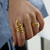 Stainless Steel Snake Animal Exaggerated Gothic Punk Style Electroplated Open Ring Jewelry