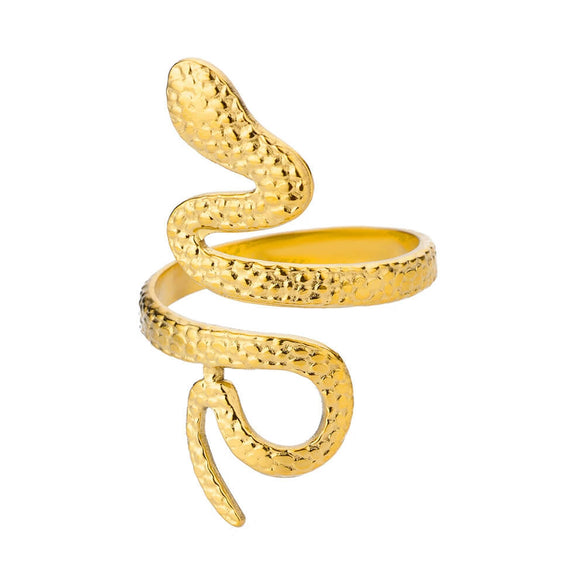 Stainless Steel Snake Animal Exaggerated Gothic Punk Style Electroplated Open Ring Jewelry