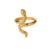 Stainless Steel Snake Animal Exaggerated Gothic Punk Style Electroplated Open Ring Jewelry