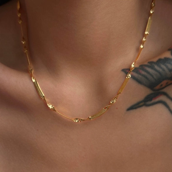 Stainless Steel Snake Bone Chain Geometric Minimalist Electroplating Design