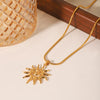 Stainless Steel Snake Bone Chain Titanium Steel Geometric Pendant Necklace With Hammer Spiral Sun Design Electroplated