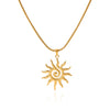 Stainless Steel Snake Bone Chain Titanium Steel Geometric Pendant Necklace With Hammer Spiral Sun Design Electroplated