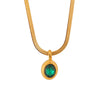 Stainless Steel Snake Chain Necklace With Oval Color Zircon Pendant Electroplating Light Luxury Retro Style Unisex
