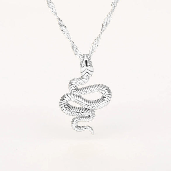Stainless Steel Snake Cobra Pendant Unisex Necklace With Snake Bone Chain And Animal Zodiac Design Electroplated