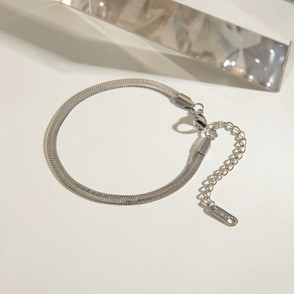 Stainless Steel Snake Flat Chain Bracelet Jewelry