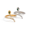 Stainless Steel Snake Geometric Ring Jewelry Electroplated With Gold And Set With Zircon