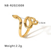 Stainless Steel Snake Shaped Geometric Ring For Women With Vacuum Electroplated 18K Gold Finish