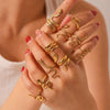 Stainless Steel Snake Shaped Geometric Ring For Women With Vacuum Electroplated 18K Gold Finish