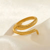 Stainless Steel Snake Zodiac Ring For Women With 18K Real Gold Electroplated