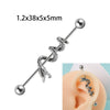 Stainless Steel Snakeshaped Barbell Earrings With Animal Zodiac Style And Electroplating Treatment