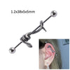 Stainless Steel Snakeshaped Barbell Earrings With Animal Zodiac Style And Electroplating Treatment