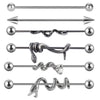 Stainless Steel Snakeshaped Barbell Earrings With Animal Zodiac Style And Electroplating Treatment