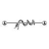 Stainless Steel Snakeshaped Barbell Earrings With Animal Zodiac Style And Electroplating Treatment
