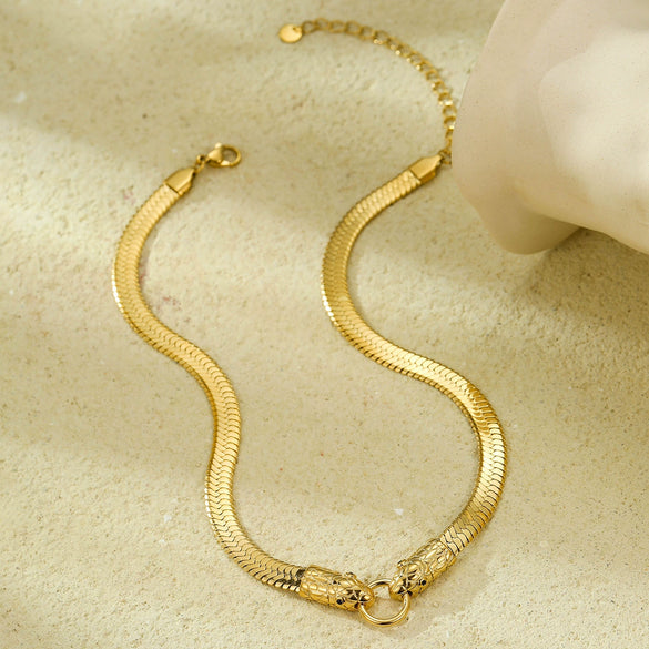 Stainless Steel Snakeshaped Chain 18K Gold Electroplated Women's Fashion Clavicle Necklace