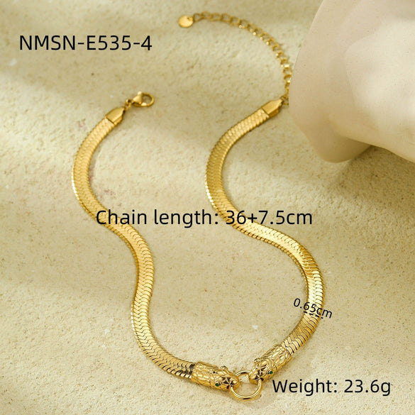 Stainless Steel Snakeshaped Chain 18K Gold Electroplated Women's Fashion Clavicle Necklace