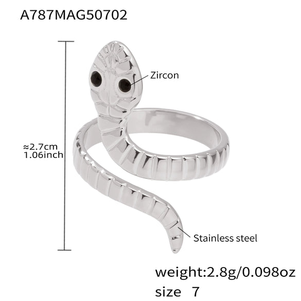 316L Stainless Steel Snakeshaped Geometric Ring Electroplated Hand Jewelry For Women